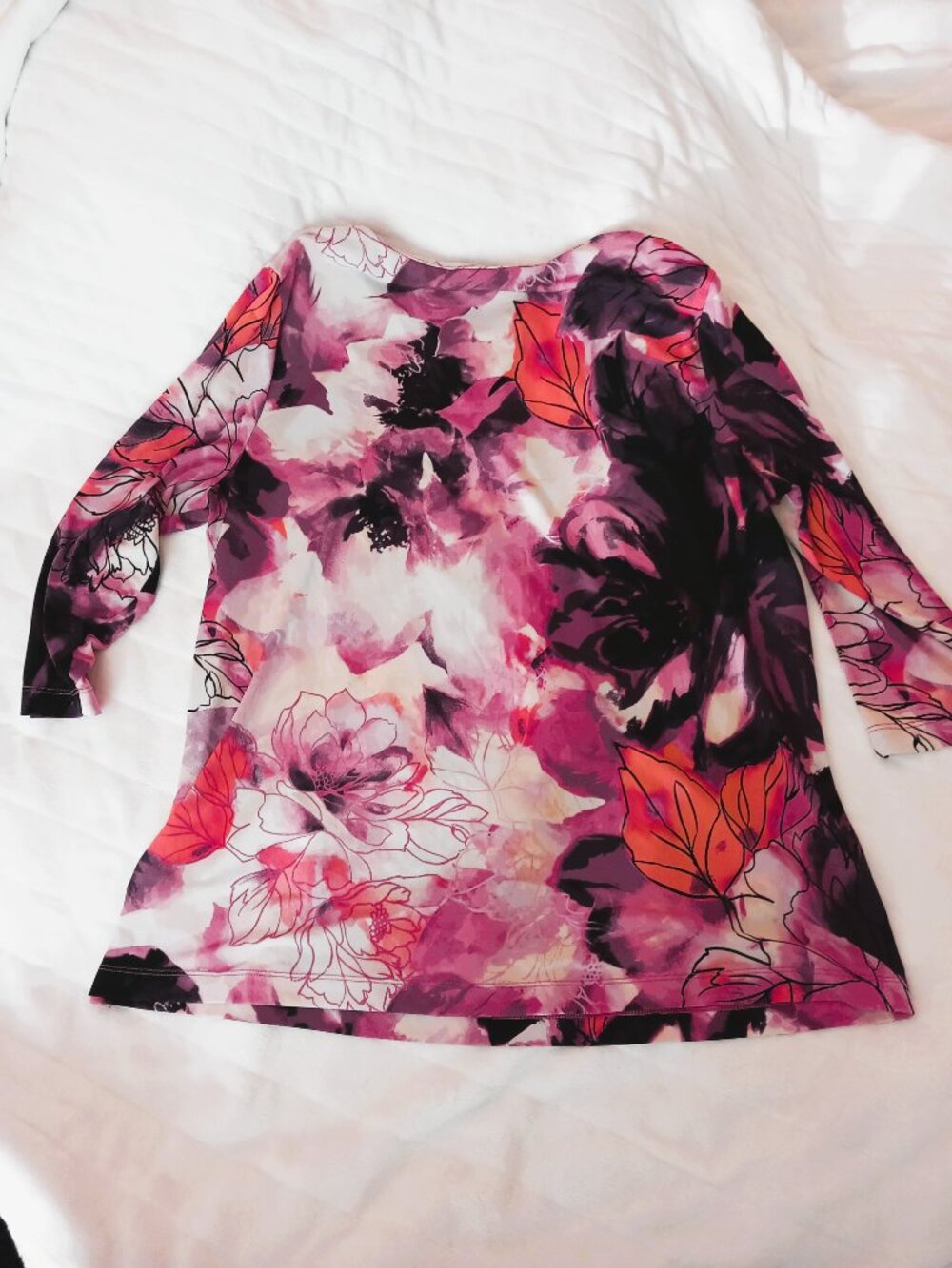 Dana Buchman XL Pink and Red Blouse 3/4 length sleeves - Picture 9 of 9